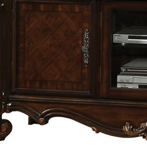 HomeRoots 74" Dark Brown Solid Wood TV Stand: Classic Design, Ample Storage & Versatile Use for Any Room 347487