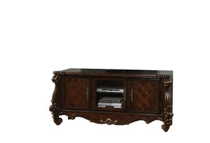 HomeRoots 74" Dark Brown Solid Wood TV Stand: Classic Design, Ample Storage & Versatile Use for Any Room 347487