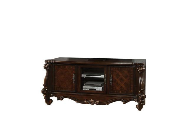 HomeRoots 74" Dark Brown Solid Wood TV Stand: Classic Design, Ample Storage & Versatile Use for Any Room 347487
