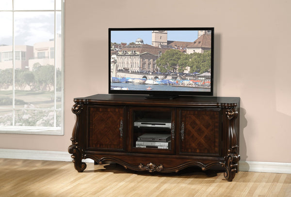 HomeRoots 74" Dark Brown Solid Wood TV Stand: Classic Design, Ample Storage & Versatile Use for Any Room 347487