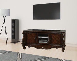 HomeRoots 74" Dark Brown Solid Wood TV Stand: Classic Design, Ample Storage & Versatile Use for Any Room 347487