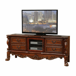 Homeroots 19" X 79" X 31" Cherry Oak Wood Poly Resin Glass Tv Console Cherry Oak Solid Wood 347488