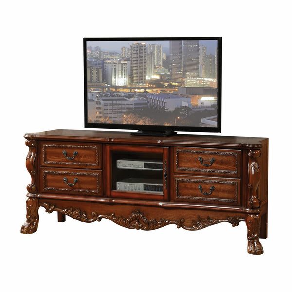 Homeroots 19" X 79" X 31" Cherry Oak Wood Poly Resin Glass Tv Console Cherry Oak Solid Wood 347488