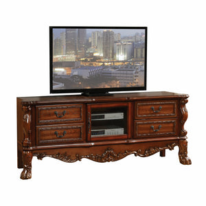 Homeroots 19" X 79" X 31" Cherry Oak Wood Poly Resin Glass Tv Console Cherry Oak Solid Wood 347488