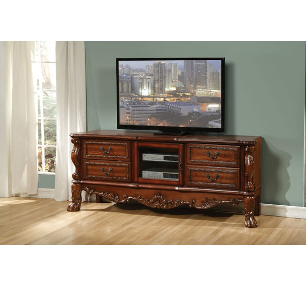 Homeroots 19" X 79" X 31" Cherry Oak Wood Poly Resin Glass Tv Console Cherry Oak Solid Wood 347488