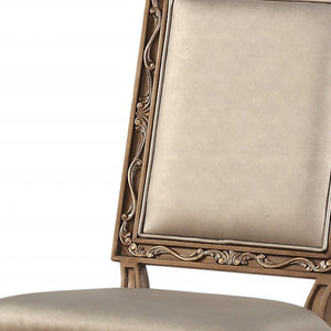 Homeroots 24" X 22" X 41" Champagne Faux Leather Upholstered (Seat) And Antique Gold Wood  Executive Office Chair  Wood 347490