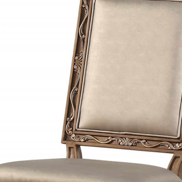 Homeroots 24" X 22" X 41" Champagne Faux Leather Upholstered (Seat) And Antique Gold Wood  Executive Office Chair  Wood 347490