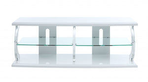 Homeroots 18" X 60" X 22" White Clear Glass Wood Veneer (Melamine) Tv Stand (Led)  Manufactured Wood 347495