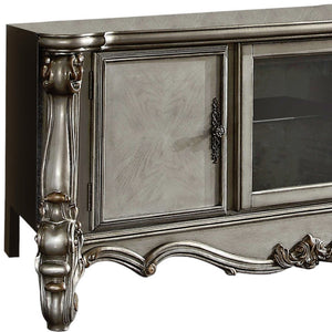 Homeroots 74" Platinum Solid Wood Enclosed And Open Storage Tv Stand Antique Platinum Solid Wood 347500