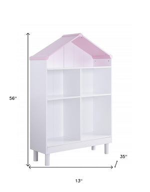 HomeRoots 56" Modern White Wood Double Bookcase - Three Tier Storage for Books, Decor & Versatile Display 347506