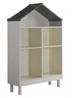 HomeRoots 56" Contemporary White Three-Tier Double Bookcase - Stylish Storage for Narrow Spaces & Decor 347507