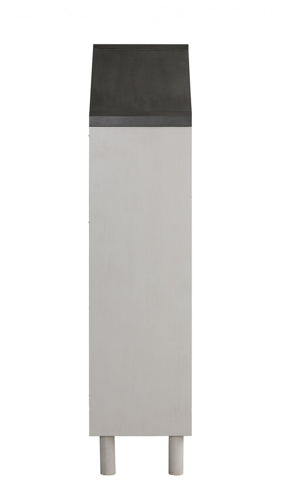 HomeRoots 56" Contemporary White Three-Tier Double Bookcase - Stylish Storage for Narrow Spaces & Decor 347507