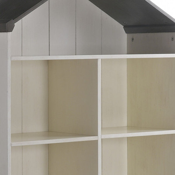 HomeRoots 56" Contemporary White Three-Tier Double Bookcase - Stylish Storage for Narrow Spaces & Decor 347507
