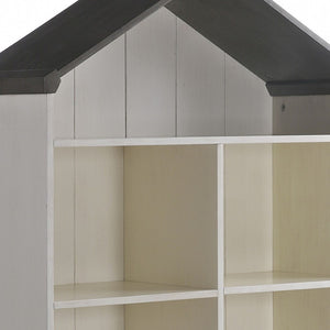 HomeRoots 56" Contemporary White Three-Tier Double Bookcase - Stylish Storage for Narrow Spaces & Decor 347507