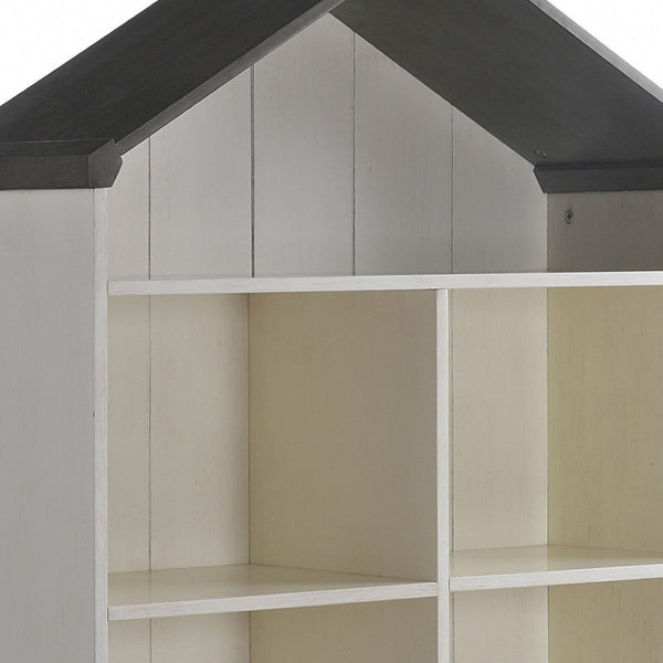 HomeRoots 56" Contemporary White Three-Tier Double Bookcase - Stylish Storage for Narrow Spaces & Decor 347507