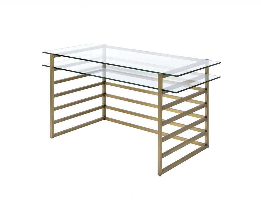 Homeroots 28" Clear And Gold Glass Mirrored   347509