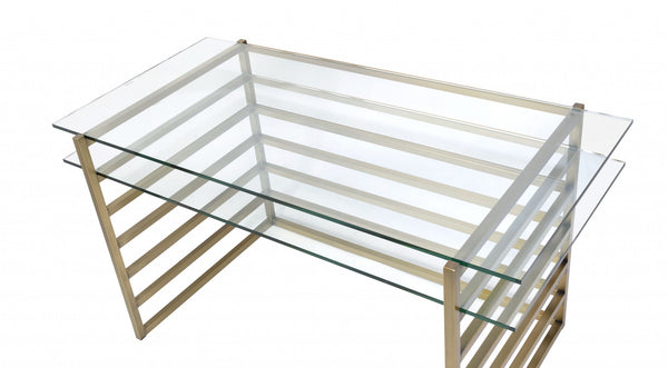 Homeroots 28" Clear And Gold Glass Mirrored   347509