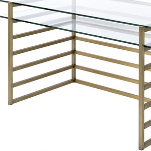 Homeroots 28" Clear And Gold Glass Mirrored   347509