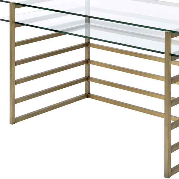 Homeroots 28" Clear And Gold Glass Mirrored   347509