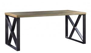 Homeroots 70" Gold And Black Aluminum Writing Desk   347513