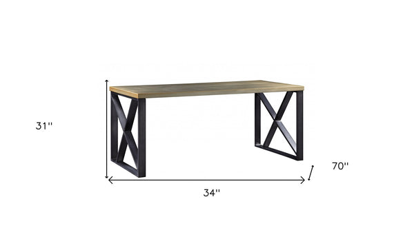 Homeroots 70" Gold And Black Aluminum Writing Desk   347513
