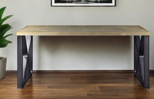 Homeroots 70" Gold And Black Aluminum Writing Desk   347513