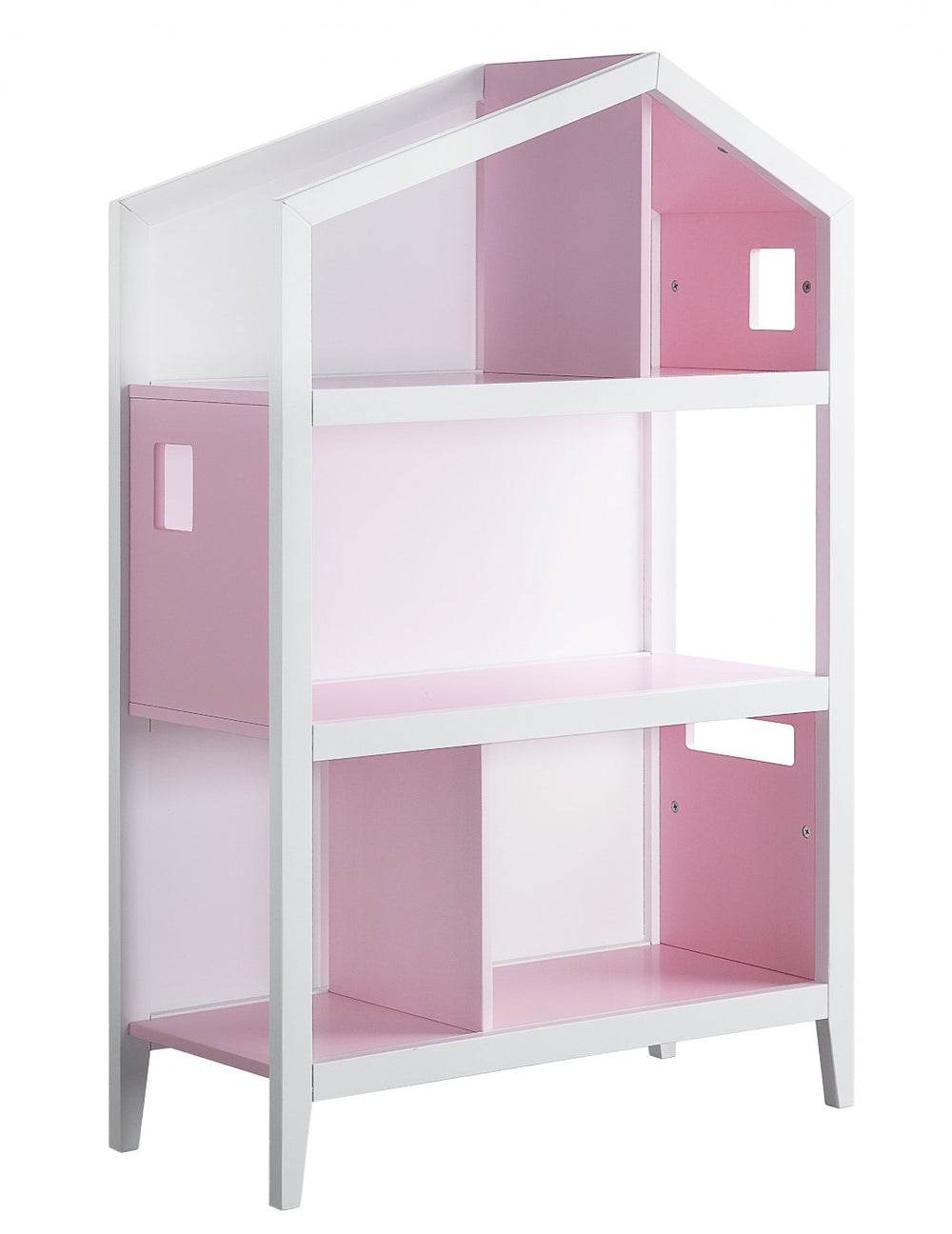 HomeRoots 50" White Three-Tier Double Bookcase - Stylish Solid Wood Storage for Living Room & Office Décor 347521