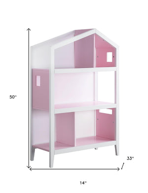 HomeRoots 50" White Three-Tier Double Bookcase - Stylish Solid Wood Storage for Living Room & Office Décor 347521