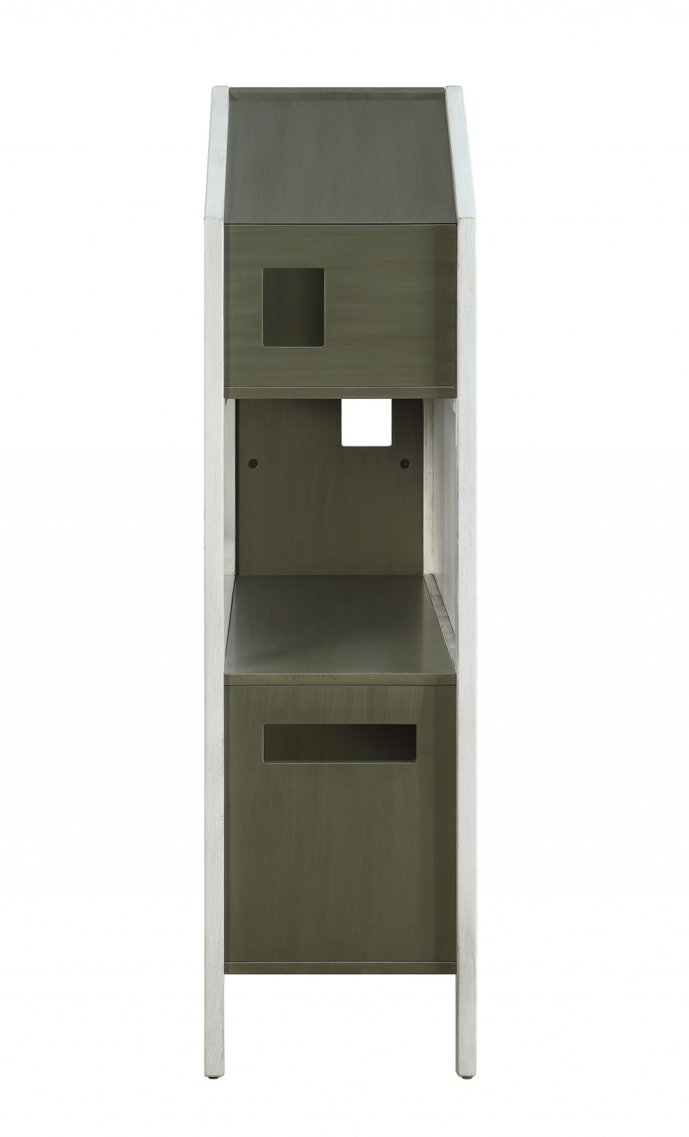 HomeRoots 50" Contemporary Gray Double Bookcase – Durable Three-Tier Solid Wood Storage for Stylish Spaces 347522
