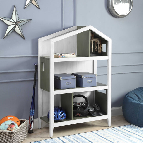 HomeRoots 50" Contemporary Gray Double Bookcase – Durable Three-Tier Solid Wood Storage for Stylish Spaces 347522