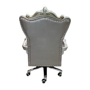 HomeRoots Gray Faux Leather Tufted Executive Chair - Adjustable Height, Swivel Mobility, Stylish Comfort 347524
