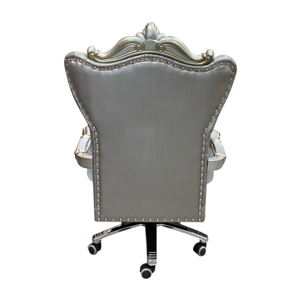 HomeRoots Gray Faux Leather Tufted Executive Chair - Adjustable Height, Swivel Mobility, Stylish Comfort 347524