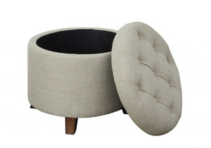 Homeroots 20" Tan Linen And Brown Storage   347531