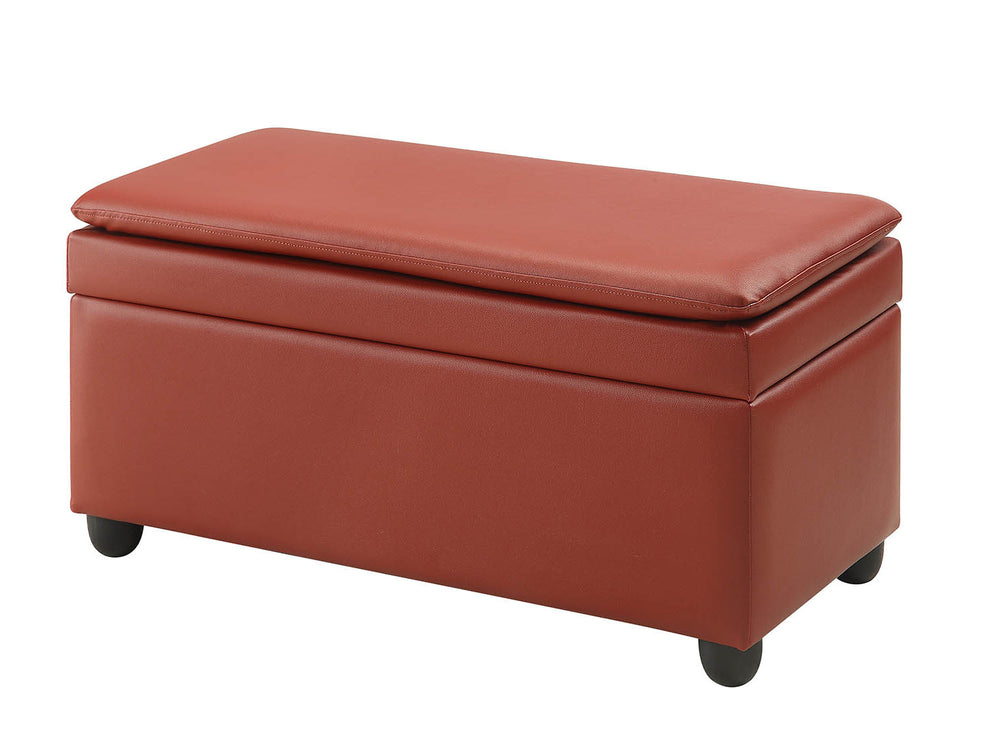 Homeroots 19" Wine And Black Upholstered Faux Leather Bench With Flip Top  Solid Wood 347536