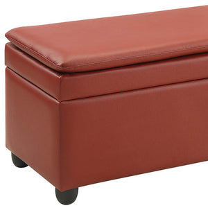 Homeroots 19" Wine And Black Upholstered Faux Leather Bench With Flip Top  Solid Wood 347536