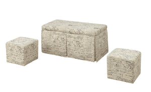 Homeroots 36" White Upholstered Polyester Blend Abstract Bench With Flip Top  Solid Wood 347537