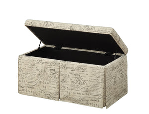 Homeroots 36" White Upholstered Polyester Blend Abstract Bench With Flip Top  Solid Wood 347537