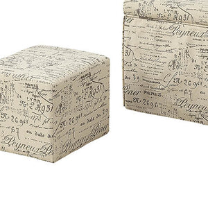 Homeroots 36" White Upholstered Polyester Blend Abstract Bench With Flip Top  Solid Wood 347537