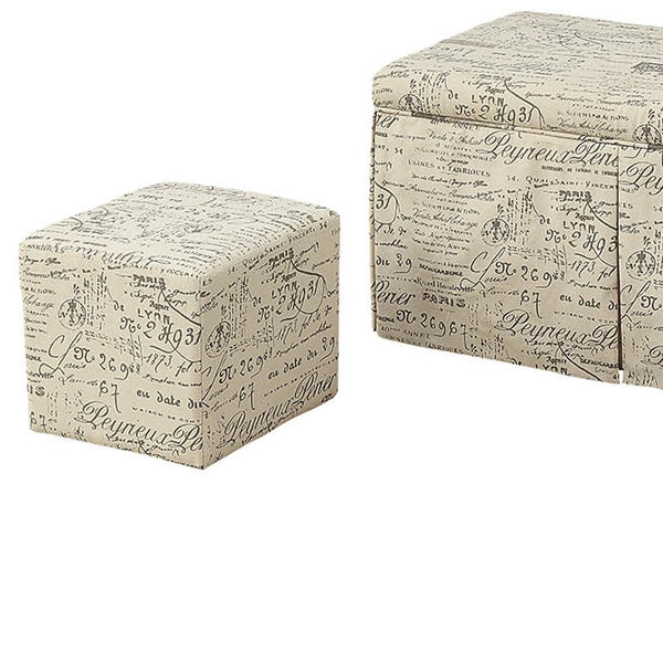 Homeroots 36" White Upholstered Polyester Blend Abstract Bench With Flip Top  Solid Wood 347537