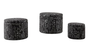 Homeroots 22" Black And White Polyester Blend Abstract Footstool Ottoman   347538