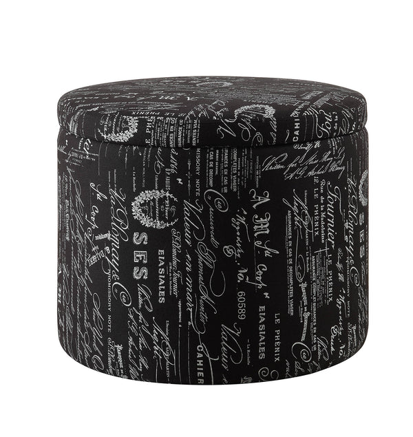 Homeroots 22" Black And White Polyester Blend Abstract Footstool Ottoman   347538