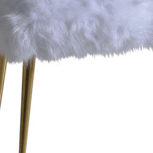 HomeRoots 18" White Faux Fur Bench with Glamorous Gold Metal Base - Stylish Seating for Any Room Decor 20" 347539