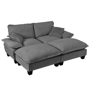English Elm Modular Cloud Sectional Sofa Chenille Upholstered with Ottoman for Apartment Living Grey W3163S00116