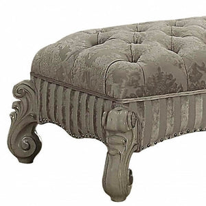 Homeroots 28" X 65" X 20" Ivory Fabric Bone White Upholstery Poly Resin Bench  Polyresin 347541