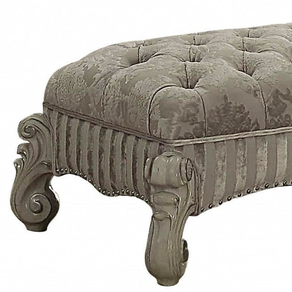 Homeroots 28" X 65" X 20" Ivory Fabric Bone White Upholstery Poly Resin Bench  Polyresin 347541