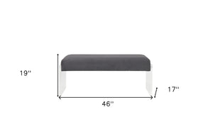 Homeroots 17" Charcoal And Clear Upholstered Polyester Blend Bench  Acrylic 347543