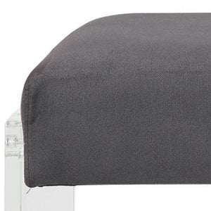 Homeroots 17" Charcoal And Clear Upholstered Polyester Blend Bench  Acrylic 347543