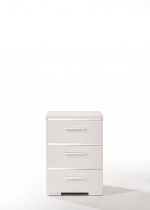 Homeroots 15" X 18" X 25" White (High Gloss) Wood Veneer (Paper) Nightstand   347544