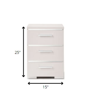 Homeroots 15" X 18" X 25" White (High Gloss) Wood Veneer (Paper) Nightstand   347544