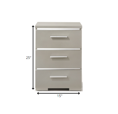 Homeroots 15" X 18" X 25" Silver Wood Veneer (Paper) Nightstand   347545